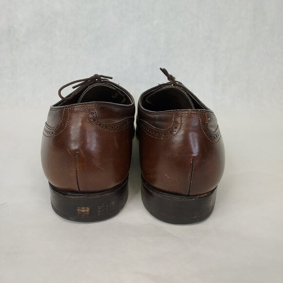 Johnston & Murphy Brogue Oxford Wingtip Men 8 Leather Crown Aristocraft BROWN - Picture 8 of 16